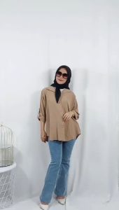 Desain Blouse Modern: Baju Blouse Crinkle Premium Airflow Matt Katun Crinkle Adem