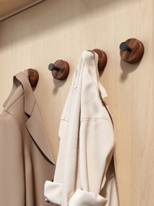 Nuts Wood Bathroom Hook Powerful Adhesive Wall Mounted Single Hook No Drilling Required Clothes Hanger for Door Back Storage