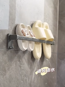 Rak Sandal Kamar Mandi Anti-Pukulan Rak Penyimpanan Kamar Mandi Rak Handuk Pintu Dinding Kait Anti Karat