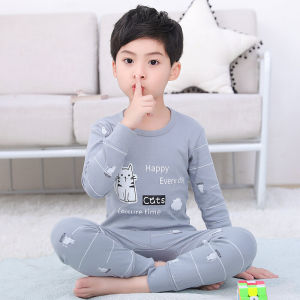 Boys Pure Cotton Sleepwear Warm Underwear Set A-Class Baby Long Sleeve Pants Long Pants Comfortable Breathable Home Clothes