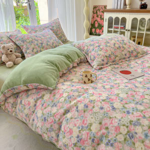ชุดผ้าปูเตียงลายดอกไม้/การ์ตูน4in1ผิวนุ่มปลอกหมอนชุดเครื่องนอนขนาดควีนไซส์/คิงไซส์