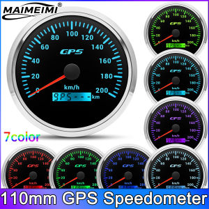 RYSJM | 110MM GPS Speedometer With GPS Antenna for 12V 24V Car Boat Marine 120/200KMH MPH Speed Gauge Odometer 7 Colors