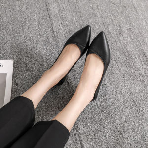 IELGY Soft-soled Work Shoes Womens Black Pointed-toe Flat Mule Comfortable in The Sallow Mouth