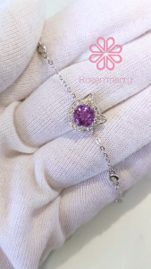 Rosenmarry/ สร้อยข้อมือพลอยกรีนอเมทิสแท้ ตัวเรือนเงินแท้ 925 พร้อมกล่อง RB062 พลอยแท้เสริมดวง ของขวัญ