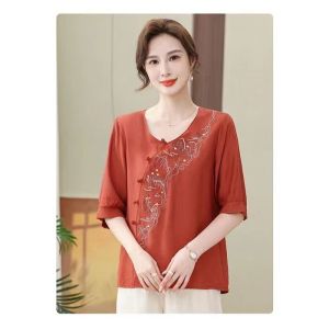 HUAXUNRAN | Áo Sơ Mi Ngắn Tay Thoáng Mát Thời Trang Bằng Vải Cotton Linen