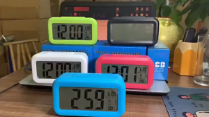 LED Digital Snooze Electronic Alarm Clock Backlight Time Calendar Thermometer