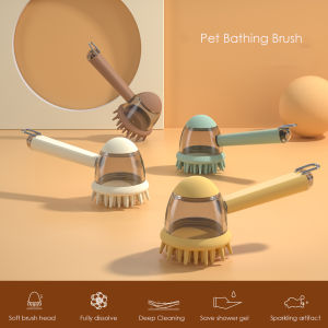 Pet Bathing Brush Soft Silicone Massager Shower Bathing Brush Long Handle Clean Tools Comb Dog Cat Cleaning Grooming Supplies