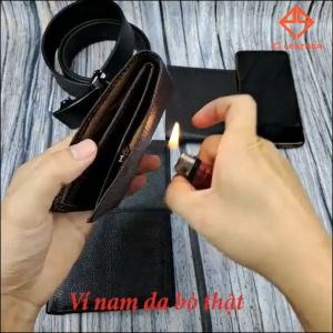 Ví nam da bò miu hạt cao cấp dáng ngang PQ Leather PV10 da thật full hộp làm quà tặng bảo hành 12 tháng