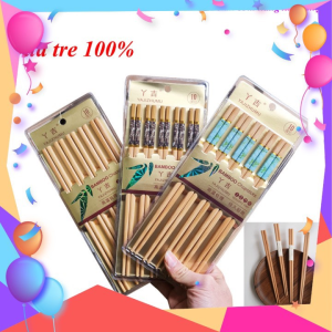 [ Vỉ 10 đôi đũa ] Đũa tre cao cấp Đũa ăn cơm tre cao cấp Yajizhumu xuất nhật Đũa kháng khuẩn nhiều hoạ tiết