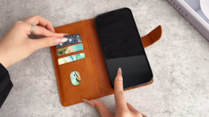 Genuine Calf Leather Flip Wallet Case with Card Slots for Samsung Galaxy A Series