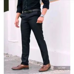 Celana Kantor Formal Pria Slimfit Warna Hitam Bahan Dasar Teflon 27-38