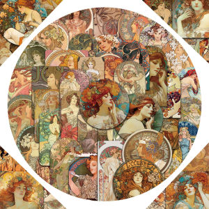 60pcs Retro Aesthetic Middle Ages Female Art Stickers For Luggage Laptop Guitar Notebook Waterproof Graffiti Vinyl Phone Decals