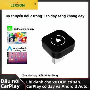 Bộ Chuyển Đổi Không Dây 2 Trong 1 CarPlay Và Android Auto Hộp Thông Minh AI Cho Hệ Thống Xe Thông Minh Thương Hiệu Lexxson