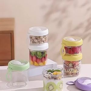 Airtight Overnight Oats Container With Lid And Handle Leak Proof Breakfast Cereal Jar For Yogurt Salad And On The Go Meals