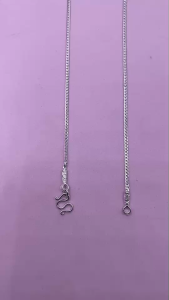 1ลาย ตะขอหัวจรวด SILVER BEAUTY : สร้อยคอเงินแท้92.5% ลายสี่เสาแบนไซร์ 18นิ้ว เงินแท้ทั้งเส้นไม่ชุบไม่ลอก