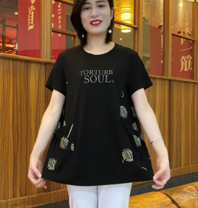 Spring Autumn Loose Mommy Style Long Sleeve Overhead Womens Top plus Size Comfortable Fit Casual Commute Polyester T-shirt