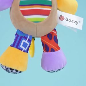 Baby Cartoon Animal Plush Toys Built-in Rattle Sensory Toys Drawstring Musical Plush Toys as Baby Gifts