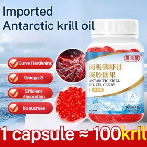 【Buy 4 Get1 Free】Antarctic Krill Oil Gel Candy 60 Capsules/Bottle Plus Amount Of Middle-Aged And Elderly Krill Oil Direct Supply Deep Sea Fish Oil Soft Capsule Omega-3中老年磷虾油