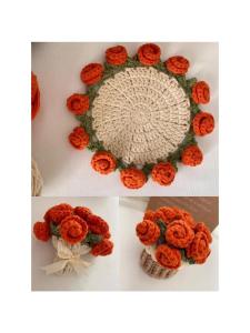Mini Rose Bouquet Dây Thừng Dệt Tay DIY Vật Liệu Đệm Cốc Khâu Vải Giải Trí Đồ Dùng Thủ Công Mẫu Mã Phong Cách Châu Âu