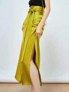 Alisa.Sonya Japanese Imported Triacetic Acid Double-sided Satin Full Arch Needle One Piece Strapping Skirt