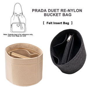 Bag In Bag For Prada Duet Re-Nylon Bucket Bag Felt Insert Bag Organizer Makeup Handbag Organizer Inner Purse Portable Cosmetic Inside Bags Mini Small Bags