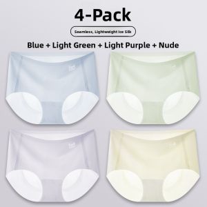 MiiOW | Ice Silk Womens Underwear Triangle Thin Fitness Briefs Antibacterial Ultra-Thin Seamless Sporty Style Nylon Fabric Cotton Crotch