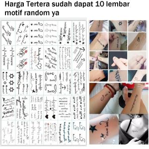 Promo (10 pcs ) Seni Tato Temporer Tahan Air seri A Tulisan Inggris KECIL random Acak Tattoo Temporary 3D