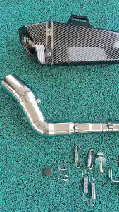 Fazzio stainless elbow on Akrapovic hexatip with silencer