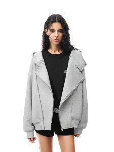 FDR Fall Heavyweight Mens Grey Double Zipper Hooded Cardigan Air Layered Sweatshirt Jacket Womens Style Casual Loose Fit Long Sleeve