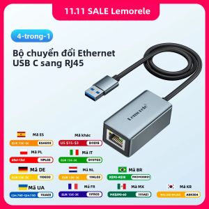 Lemorele TC48 USB3.0 Bộ Điều Hợp Mạng Ethernet USB-C Sang RJ45 Cáp Ethernet Cho MacBook PC Laptop Card Mạng Tốc Độ Cao
