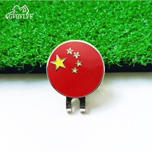 Golf Cap Clip With Chinese National Flag Pattern Mark Magnetic Cap Clip Ball Position Mark Golf Accessories