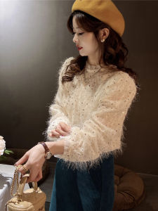 French Socialite Heavy Embroidery Sequins Tassel Shirt Womens Autumn Small Chic Beautiful Inner Wear Base Small Shirt Top