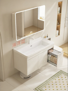 LANGXIANG | Storage Pull-out Basket Full Aluminum Honeycomb Ceramic Integrated Washbasin Cabinet 80cm