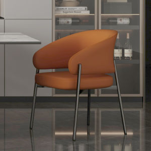 Accessible Luxury Stainless Steel Dining Chair For Home Modern Minimalist Desk Chair Hotel Coffee Shop Classy Super Leather Armchair