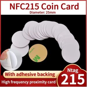 5Pcs Universal 213 215 White Rewritable Round Coin Cards Round Anti-Metal NFC Chip Sticker High-Capacity Compact Adhesive