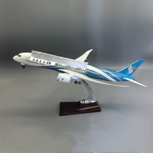 43cm Airplane Model Oman Air Airline B787-9 Resin Plastic Model Openable Cabin Door With Wheels Lights & Base Souvenir Hobby Co