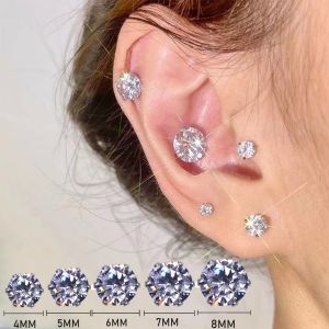 Hàn Quốc Phụ Nữ Khí Khuyên tai Mà Không Piercing Flash Zircon xương tai Móng Tay 4/5/6/7/8Mm