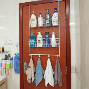 Toilet Hang Drying Towel Rack Shower Door Rear Punch Free Rack Storage Bath Towel Rack Toilet Clothes Basket