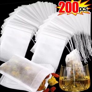 200pcs Non-Woven Tea Bag / Disposable String Drawstring Empty Teabags / Herb Loose Tea Bag / Food Grade Filter Mesh Tea Pouch for Loose Tea Spices