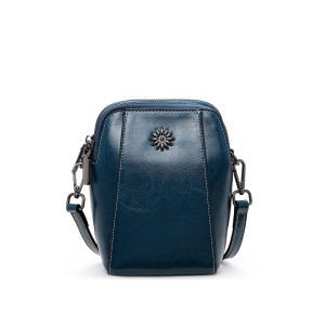 Royal Bagger Shoulder Sling Bags for Women Genuine Cow Leather Rivet Bottom Stand-up Crossbody Phone Bag Fashion Small Bag 9939