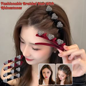 Braided Rhinestones Hairpin Shiny Head Jewelry Ladies Fashion Crystal Top Clip Hair Accessories