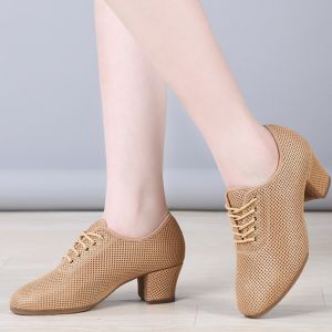 New Womens Latin Dance Shoes Soft soled Universal Dance Shoes Female Adult modern dance National Standard Outdoor Mesh Dance Shoes