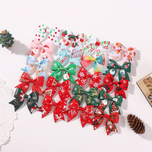 6Pcs/Set Kids Christmas Hair Accessories Santa Claus Print Hair Clips Bows Hairpins Girls Hair Decor Headdress Gifts