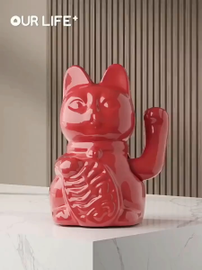 Ceramic Lucky Cat Decoration Opening Automatic Waving Home Living Room TV Cabinet Decoration Decorat