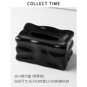 Creative Gold Color Napkin Holder Rectangular Ceramic Storage Box for Living Room High End Luxury Home Use Napkin Drawer