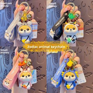 JIFANPAUL | Cartoon Car Keychain Zodiac Animal Pendant Couples Book Bag Accessory