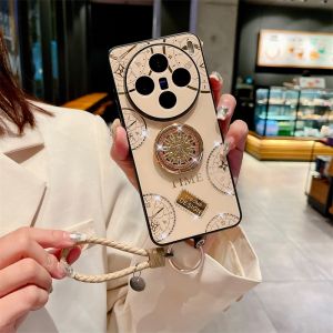 เคสสำหรับ Vivo X200 Pro ใหม่เวลาฝังแหวนไรน์สโตนขนาดเล็กที่ยึดโทรศัพท์ด้านหลังด้วยเชือกมือเคสป้องกันการกระแทกป้องกันการหล่น