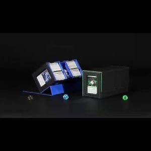 3-Compartment PU Leather TCG Deck Box with Dice Slot 200+ Sleeved Cards & Dice Storage Case