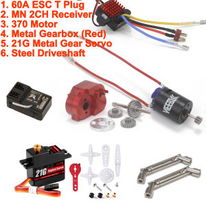 NEEBRC MN82 Brushed Combo 2CH Receiver 370 Motor Metal Gearbox 60A ESC Steel Driveshaft 21G Servo Metal Arm RC Car Crawler Part