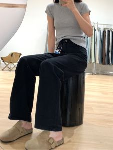 High Waist Straight Leg Jeans Womens Spring Autumn Black Loose American Style Casual Drapey Wide Leg Pants Slimming Effect